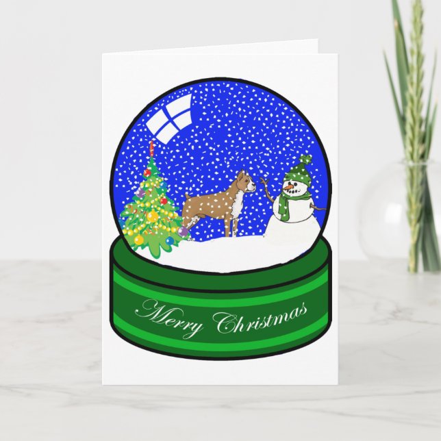 boxer snow globe holiday card (Front)