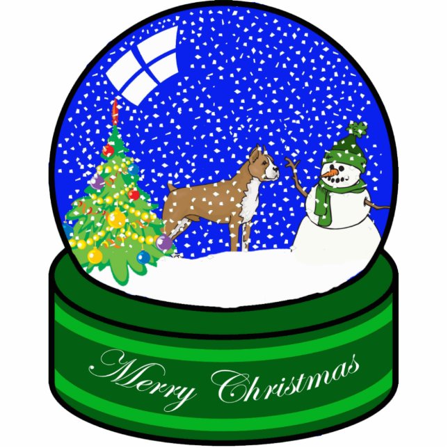 boxer snow globe photo sculpture decoration (Front)