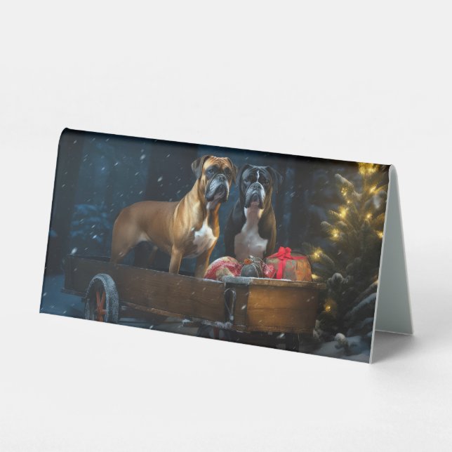 Boxer Snowy Sleigh Christmas Decor (Front)
