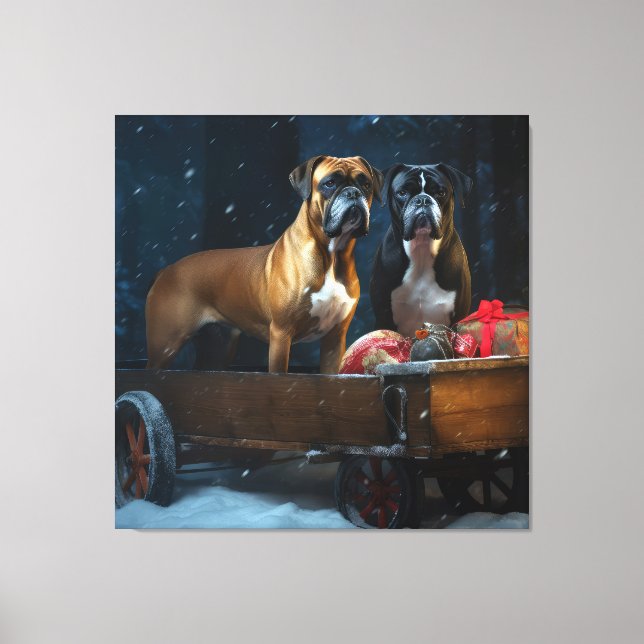 Boxer Snowy Sleigh Christmas Decor (Front)
