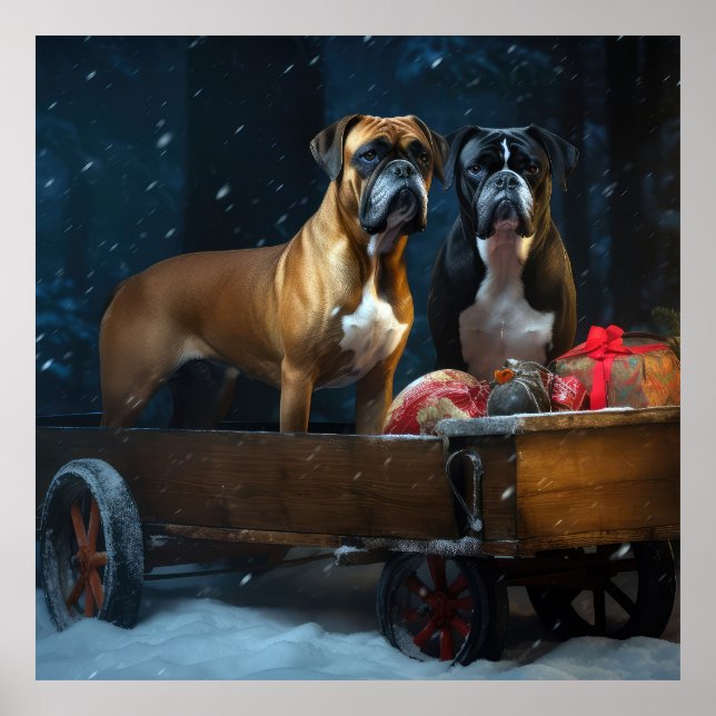 Boxer Snowy Sleigh Christmas Decor (Front)