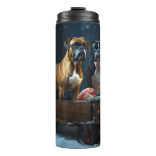 Boxer Snowy Sleigh Christmas Decor Thermal Tumbler