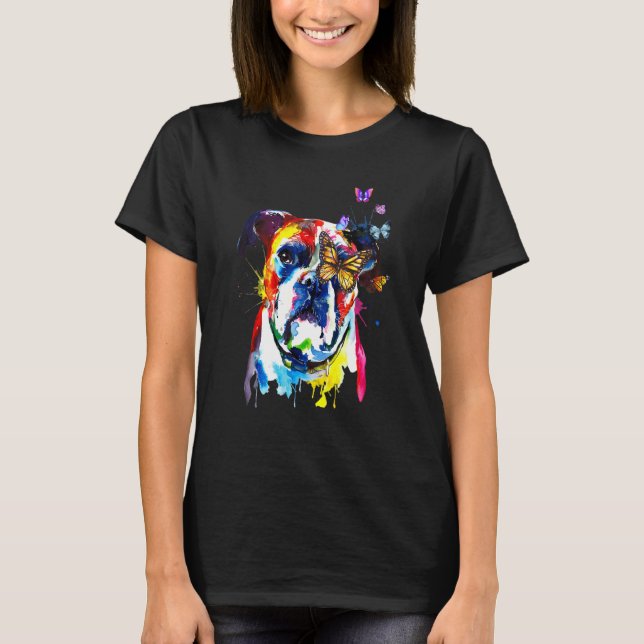 Boxer Splash Butterflies  Dog T-Shirt (Front)