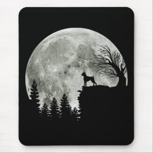 Boxer Standing on Mountain Moon Light Halloween Mouse Mat