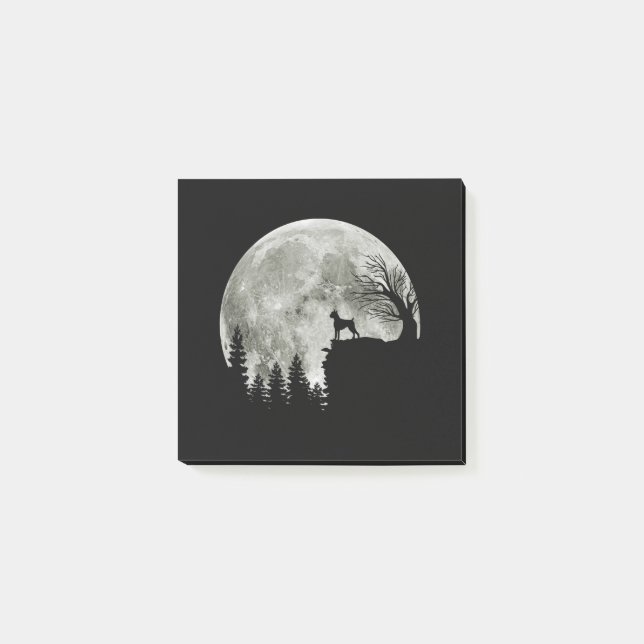 Boxer Standing on Mountain Moon Light Halloween Post-it Notes (Front)