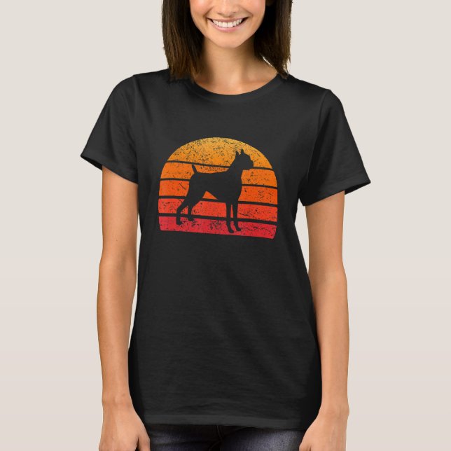 Boxer T Shirt Retro Dog Distressed Sun (Front)