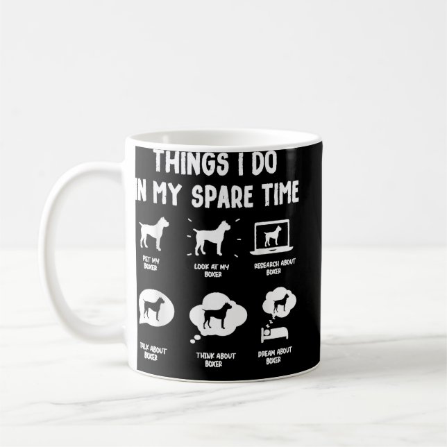Boxer Things Do Spare Time Funny Dog Mum Dad Coffee Mug (Left)