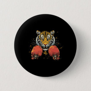 Boxer Tiger With Boxing Gloves Kickboxing Funny Bo 6 Cm Round Badge