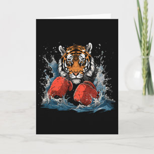 Boxer Tiger With Boxing Gloves Kickboxing Funny Bo Card