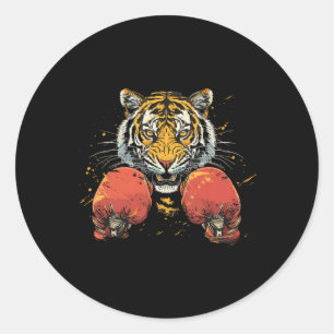 Boxer Tiger With Boxing Gloves Kickboxing Funny Bo Classic Round Sticker