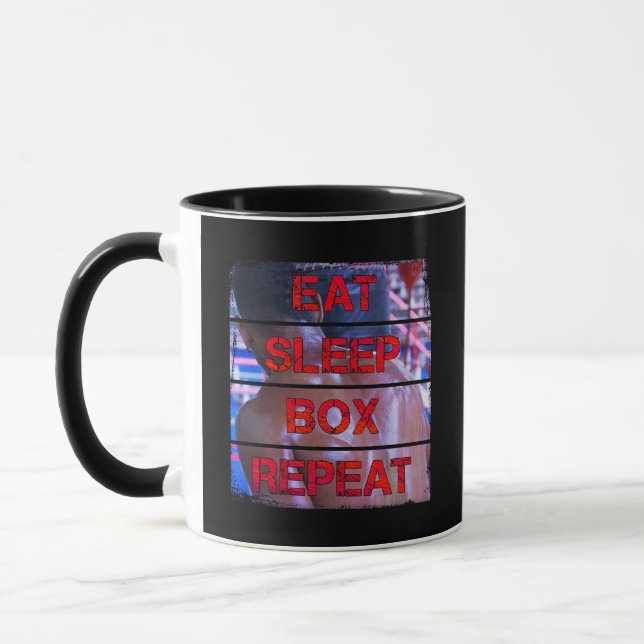 Boxer Training Quote Eat Sleep Box Repeat Mug (Left)
