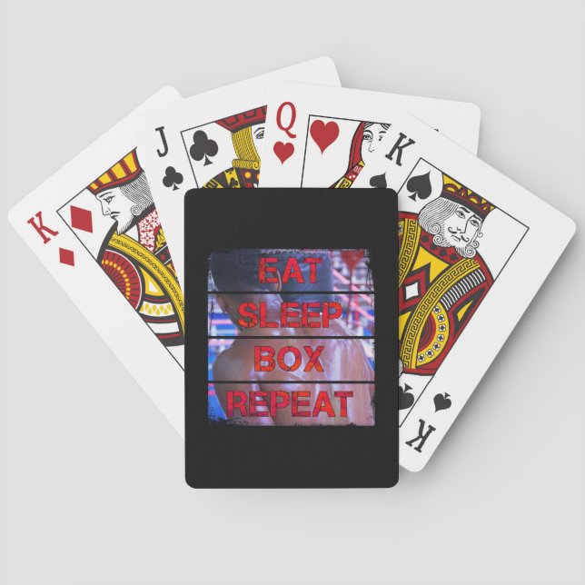 Boxer Training Quote Eat Sleep Box Repeat Playing Cards (Back)
