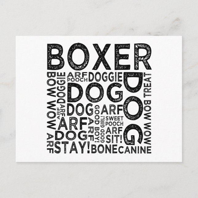 Boxer Typography Postcard (Front)