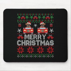 Boxer Ugly Christmas Sweater With Santa Hat For Ki Mouse Mat