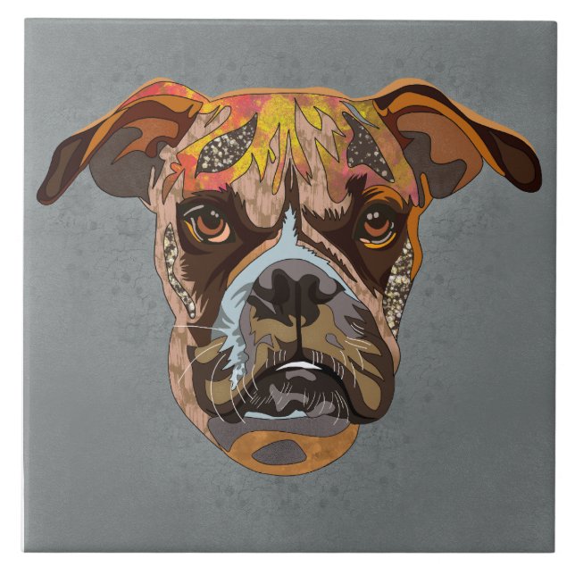 Boxer ugly dog face  Ceramic Tile (Front)
