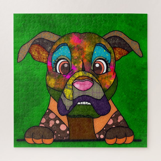 Boxer ugly dog face jigsaw puzzle (Vertical)