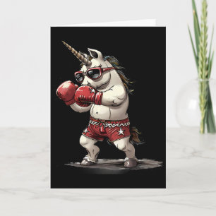 Boxer Unicorn With Boxing Gloves Kickboxing Cute B Card