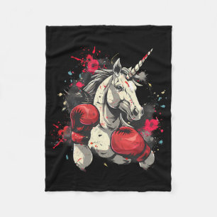 Boxer Unicorn With Boxing Gloves Kickboxing Cute B Fleece Blanket