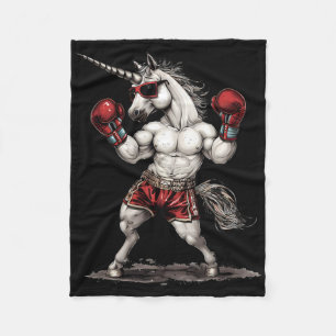 Boxer Unicorn With Boxing Gloves Kickboxing Funny Fleece Blanket