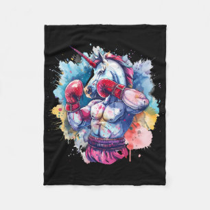 Boxer Unicorn With Boxing Gloves Kickboxing Funny Fleece Blanket