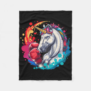Boxer Unicorn With Boxing Gloves Kickboxing Funny Fleece Blanket