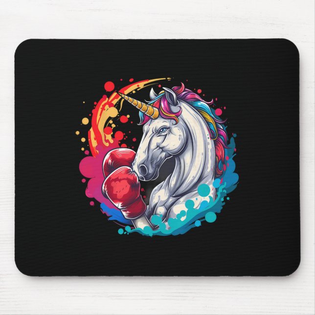 Boxer Unicorn With Boxing Gloves Kickboxing Funny  Mouse Mat (Front)