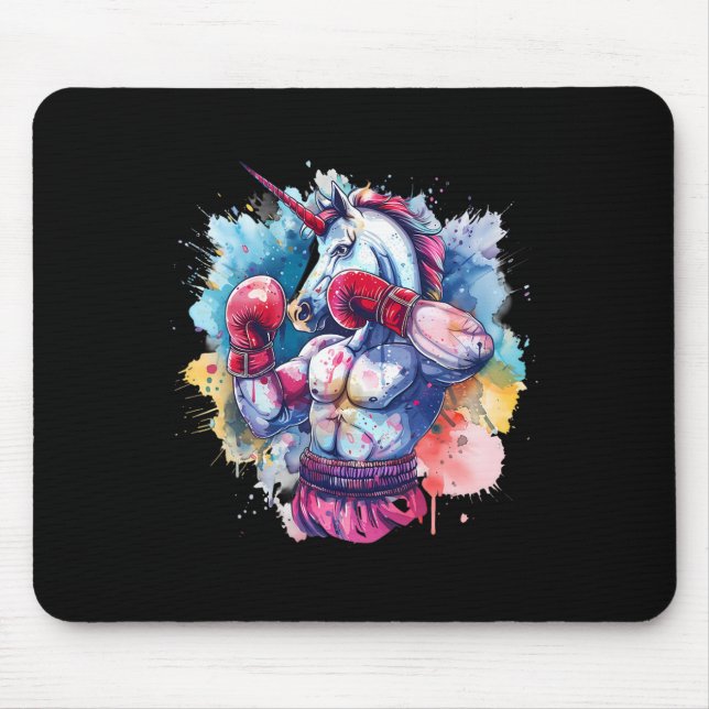 Boxer Unicorn With Boxing Gloves Kickboxing Funny  Mouse Mat (Front)