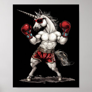 Boxer Unicorn With Boxing Gloves Kickboxing Funny  Poster