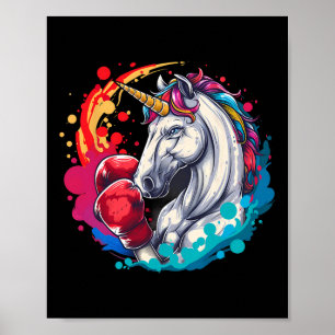 Boxer Unicorn With Boxing Gloves Kickboxing Funny  Poster