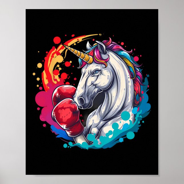 Boxer Unicorn With Boxing Gloves Kickboxing Funny  Poster (Front)