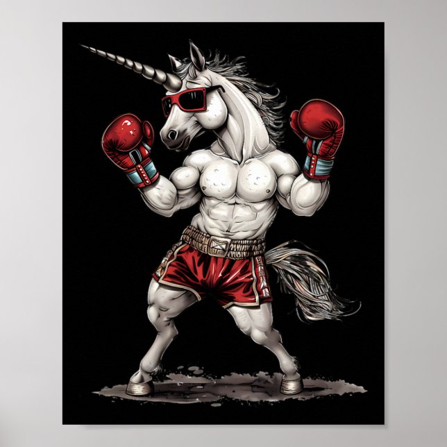 Boxer Unicorn With Boxing Gloves Kickboxing Funny  Poster (Front)