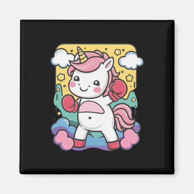 Boxer Unicorn With Boxing Gloves Loves Boxing  Magnet (Front)