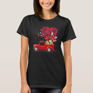 Boxer Valentine's Day Dogs Red Truck Hearts T-Shirt
