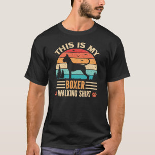 Boxer Walking Dad German Dog Walker Retro Sunset T-Shirt