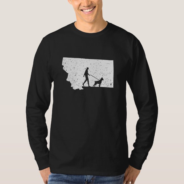 Boxer Walking Montana Dog T-Shirt (Front)