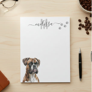 Boxer Watercolor Monogram Personalised  Notepad