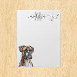 Boxer Watercolor Monogram Personalised  Notepad<br><div class="desc">This design may be personalised in the area provided by changing the photo and/or text. Or it can be customised by clicking Personalise this Template and then choosing the click to customise further option and delete or change the colour of the background, add text, change the text colour or style,...</div>
