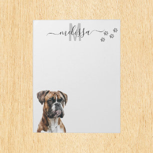 Boxer Watercolor Monogram Personalised  Notepad