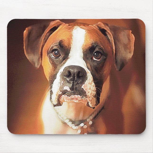 Boxer Watercolor Mouse Mat (Front)