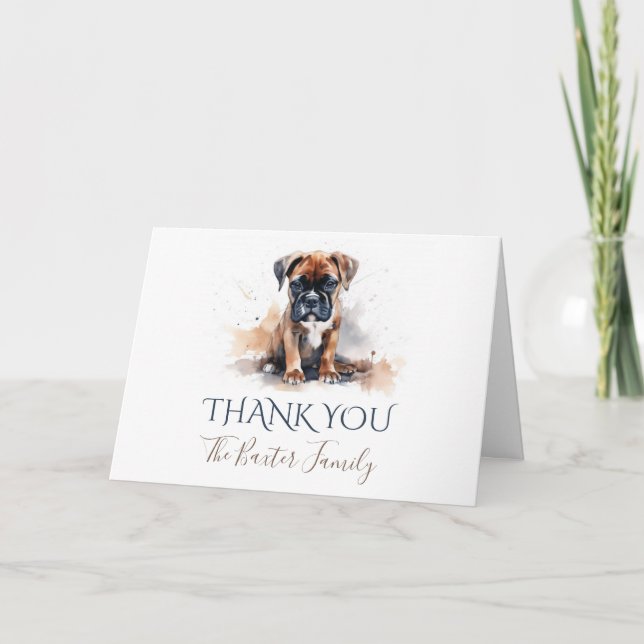 Boxer Watercolor Thank You Card (Front)