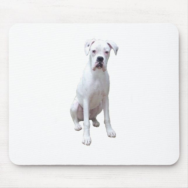 BOXER - White pup.png Mouse Mat (Front)