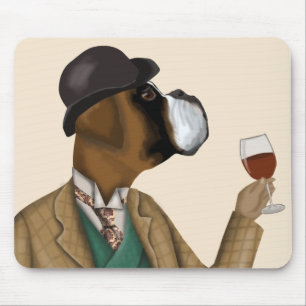 Boxer Wine Snob Mouse Mat