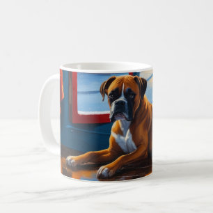 Boxer with Christmas Lights Holiday Coffee Mug