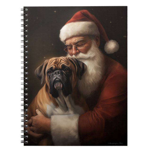 Boxer With Santa Claus Festive Christmas Notebook (Front)