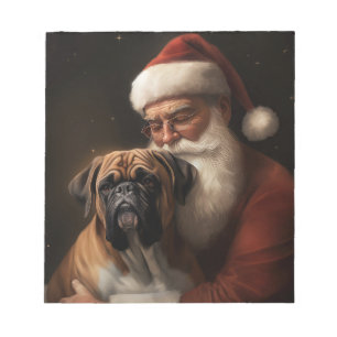 Boxer With Santa Claus Festive Christmas Notepad