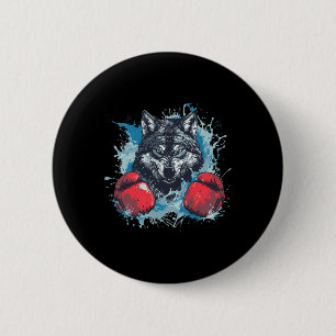 Boxer Wolf With Boxing Gloves Kickboxing Funny Box 6 Cm Round Badge