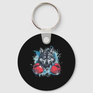 Boxer Wolf With Boxing Gloves Kickboxing Funny Box Key Ring