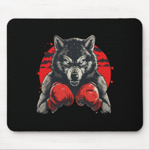 Boxer Wolf With Boxing Gloves Kickboxing Funny Box Mouse Mat