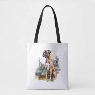 BoxerLoveArt Vibrant Watercolor Painting of Loyal Tote Bag