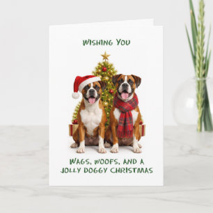 Boxers Dogs Christmas Holiday Card